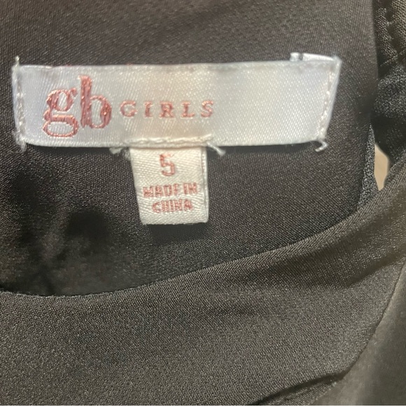 GB Girls Black Dress with Ruffle Cap Sleeve and Tie-Belt at Waist Size 5 - Picture 3 of 4